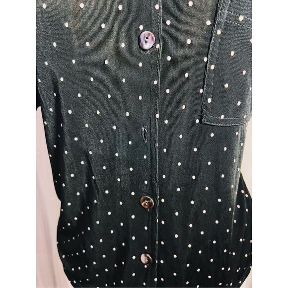 Vintage Norm Thompson Polka Dot Button Down Blouse - Size S - Picture 3 of 6